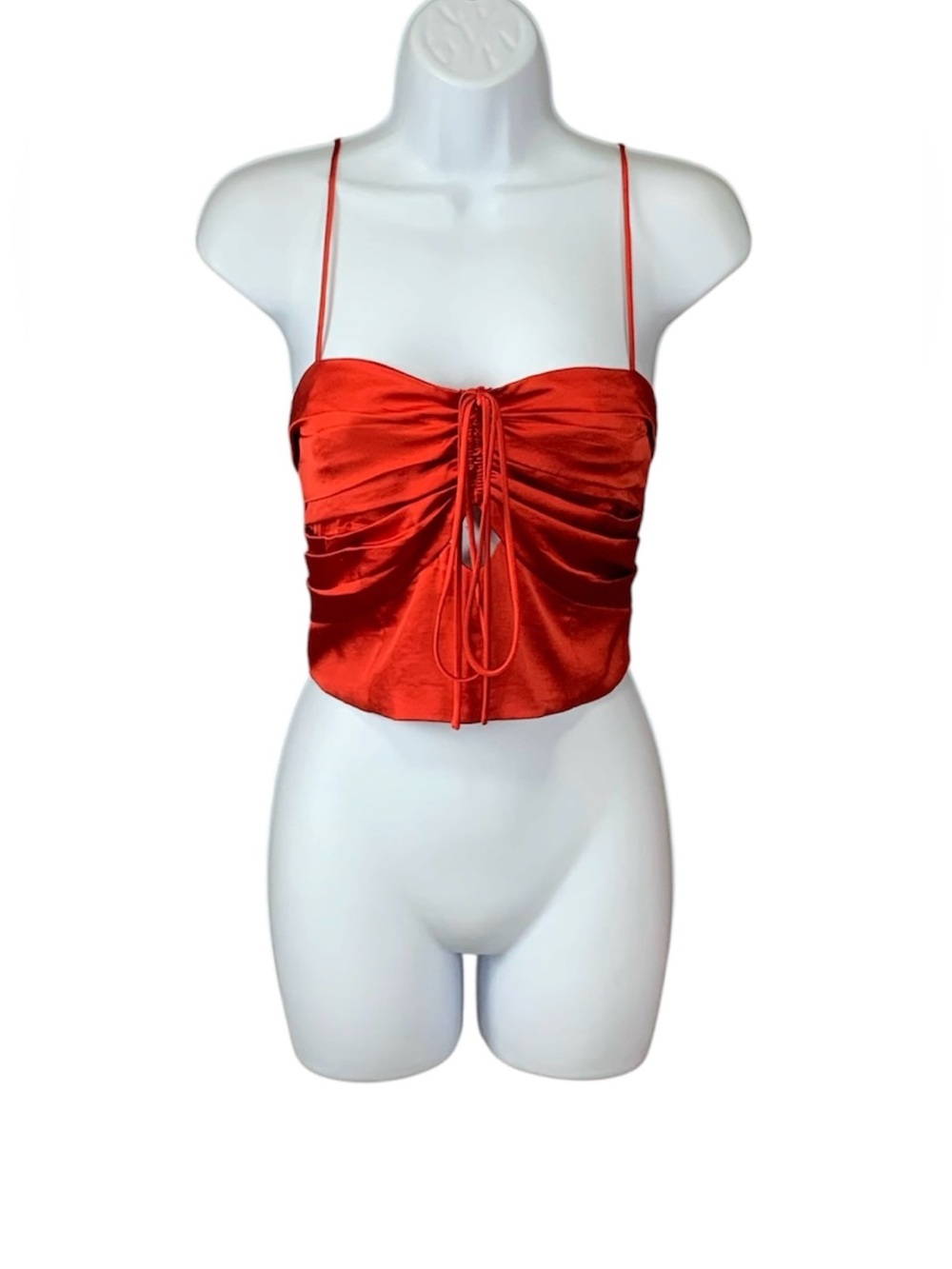 Express Red Satin Bustier Crop Top